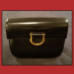 Salvatore Ferragamo Black Leather Clutch 100% Auth